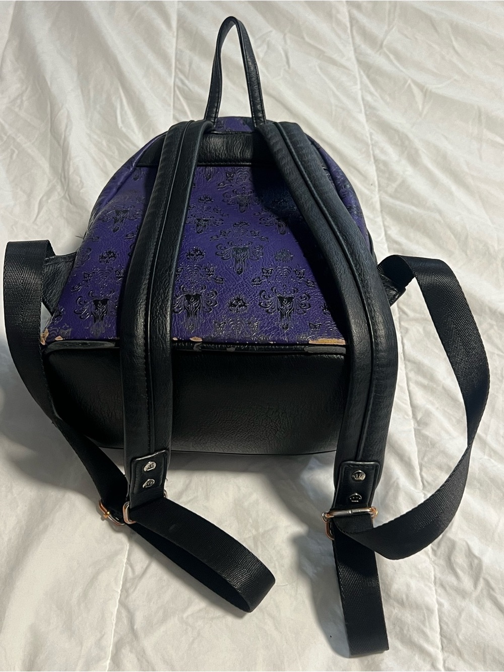 Loungefly Disney Parks Haunted Mansion Mini Backpack Purple/Black Used - Picture 2 of 8